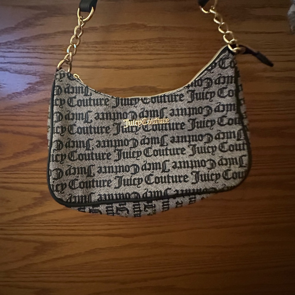 Juicy Couture Black and Gold Shoulder Bag with Chain Strap